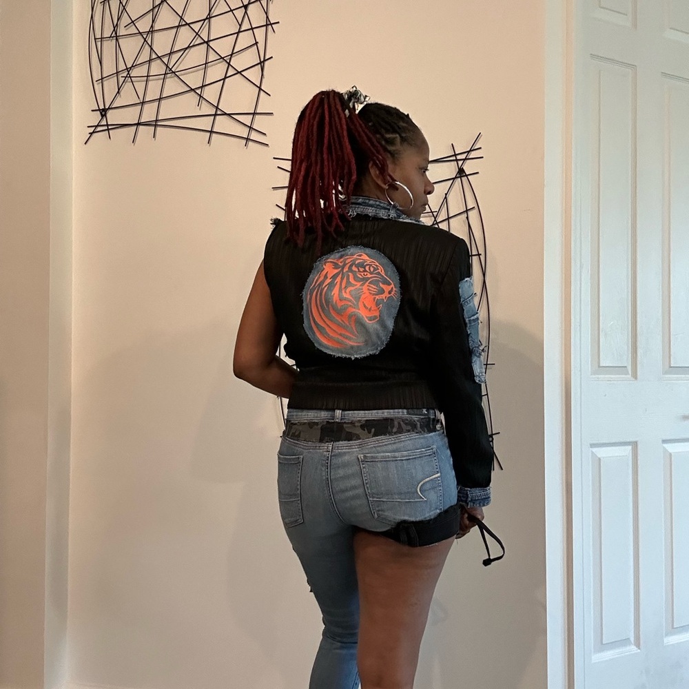 Custom Unique Denim Patchwork Jacket And Shorts S… - image 8